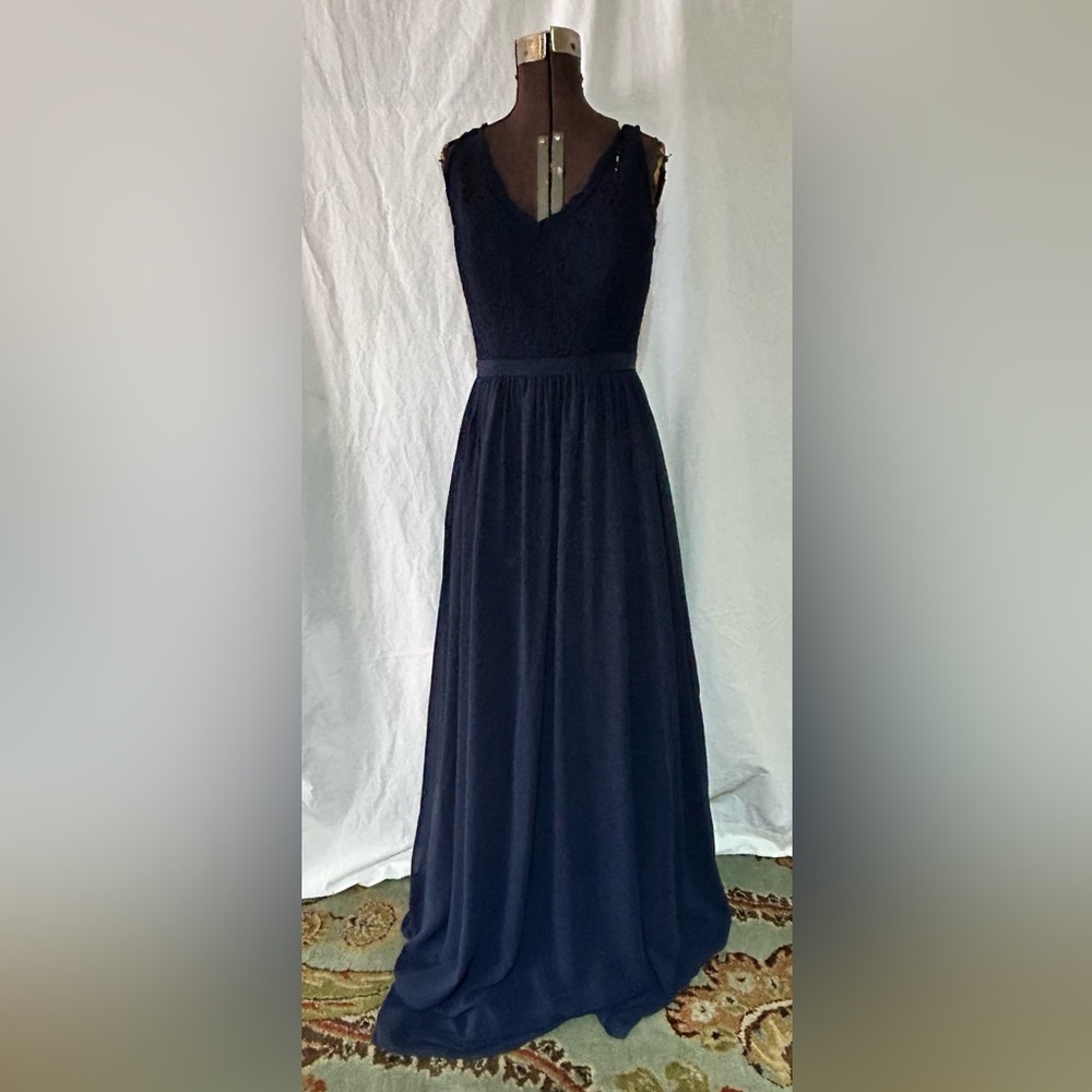 Bill Levkoff Bridesmaids Elegant Navy Lace Dress size 8
